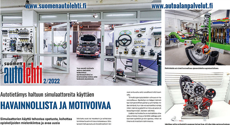 We are happy that AutoEDU automotive education equipment from Turku Vocational Institute was printed in Finland Suomenautolehti.fi magazine